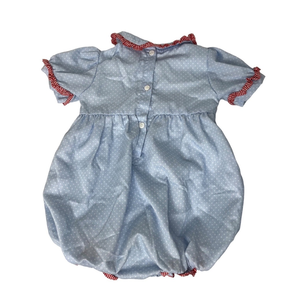 Eliza James Girls Snap Crotch Short Sleeve Blue Polka Dot Romper Size 2T - Picture 3 of 5